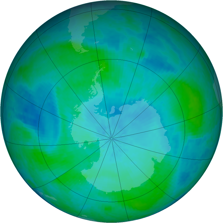 Antarctic ozone map for 12 February 2002